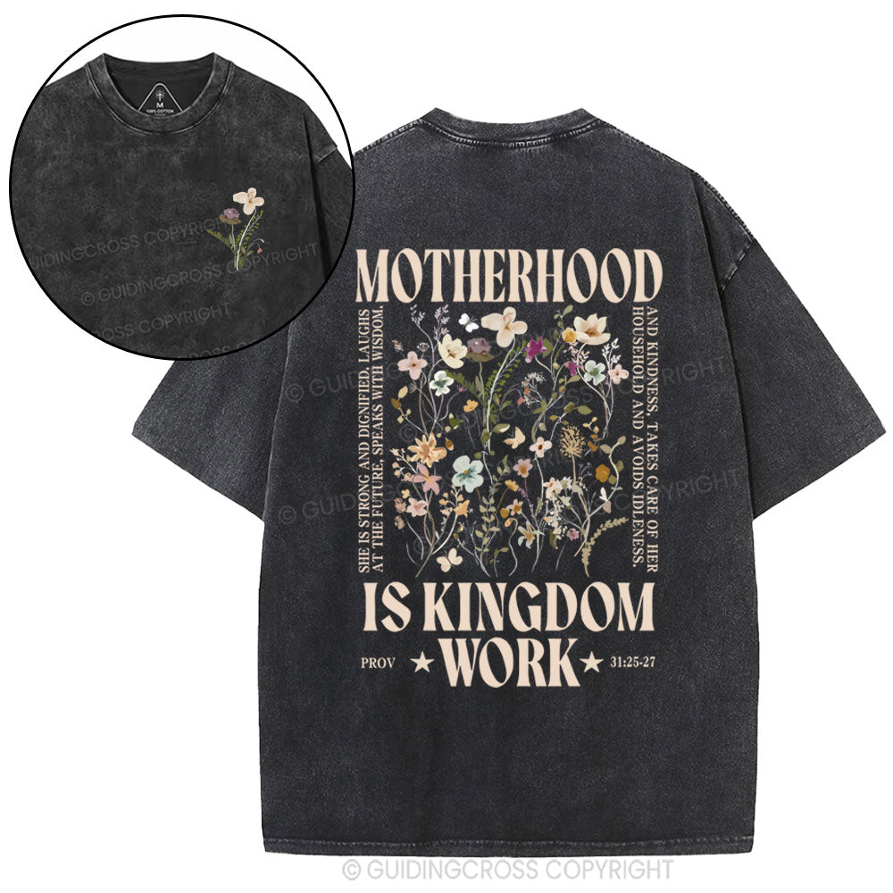 Motherhood Is Kingdom Christian Washed T-Shirt