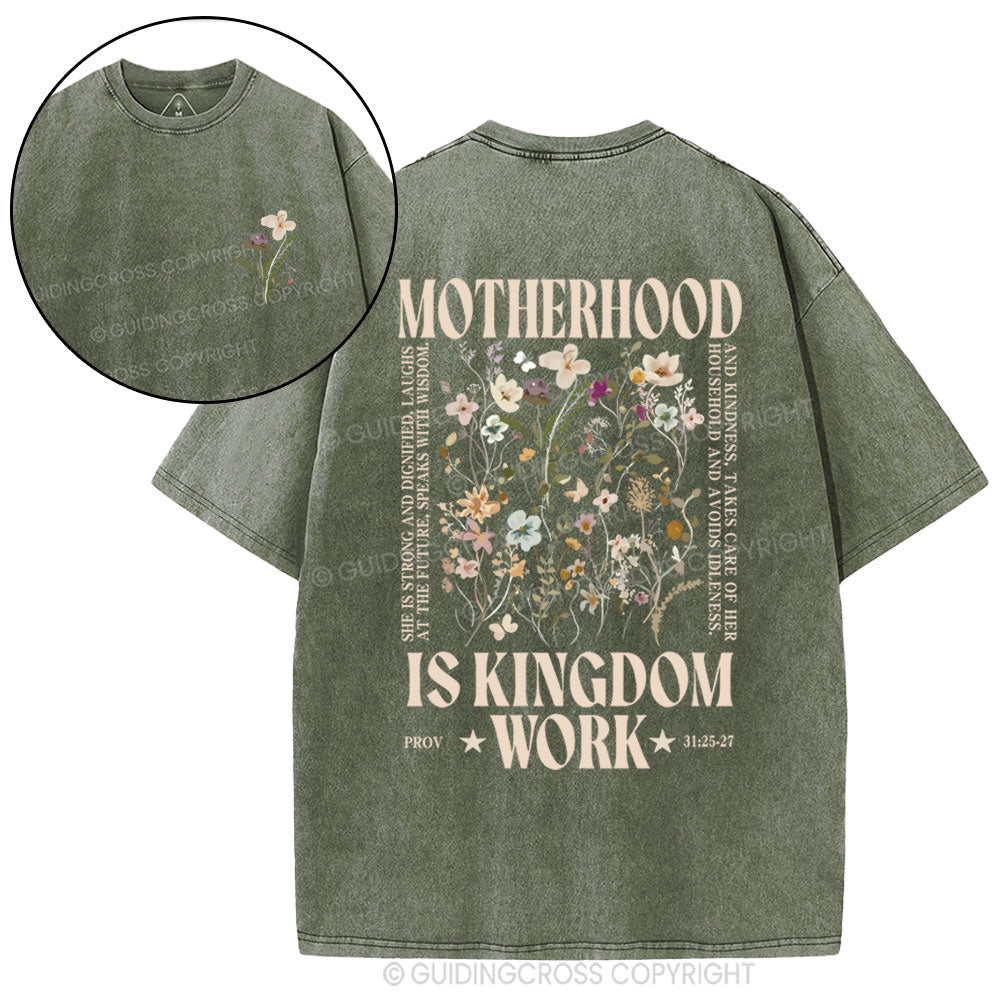 Motherhood Is Kingdom Christian Washed T-Shirt