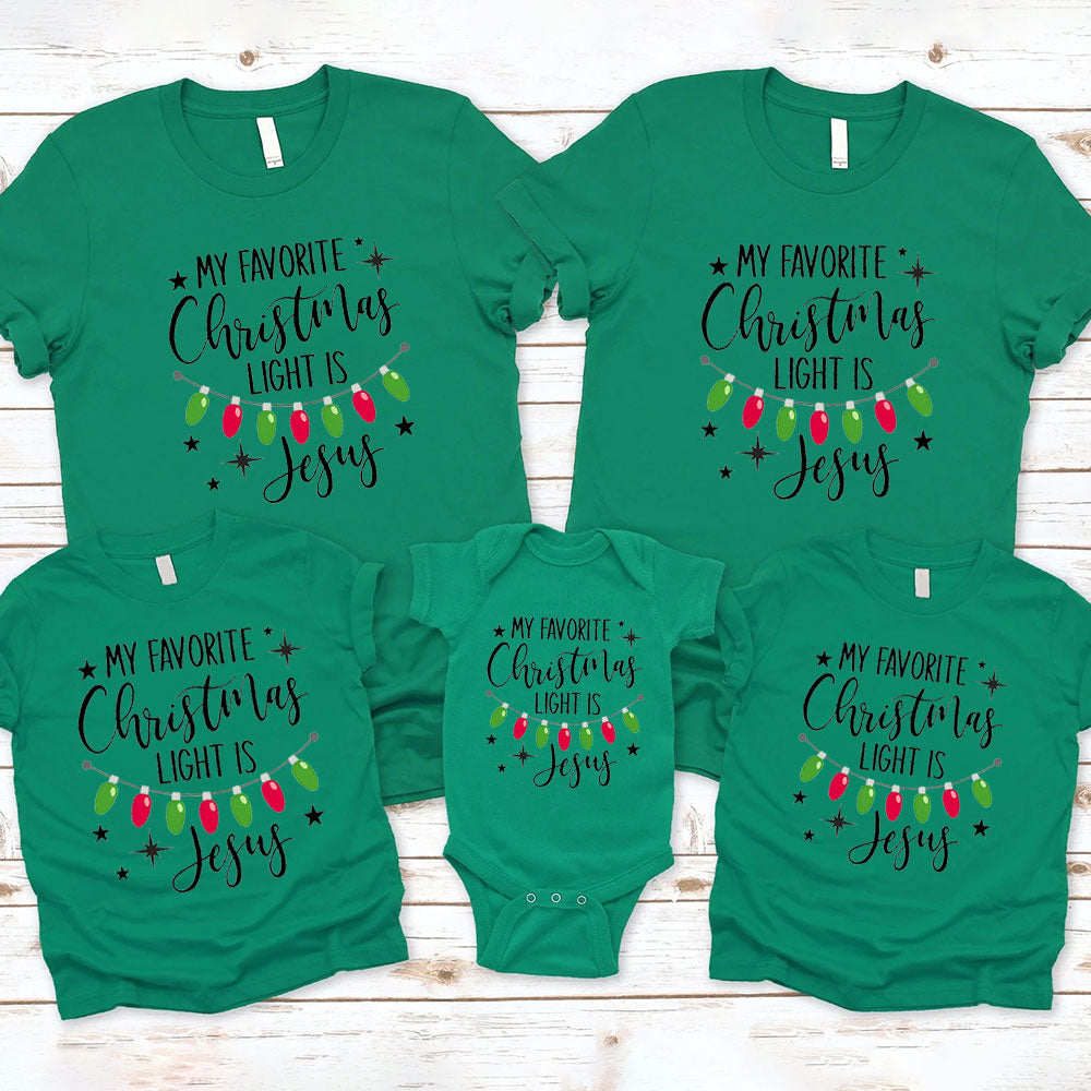 My Favortite Christmas Light Is Jesus Family Matching Shirts