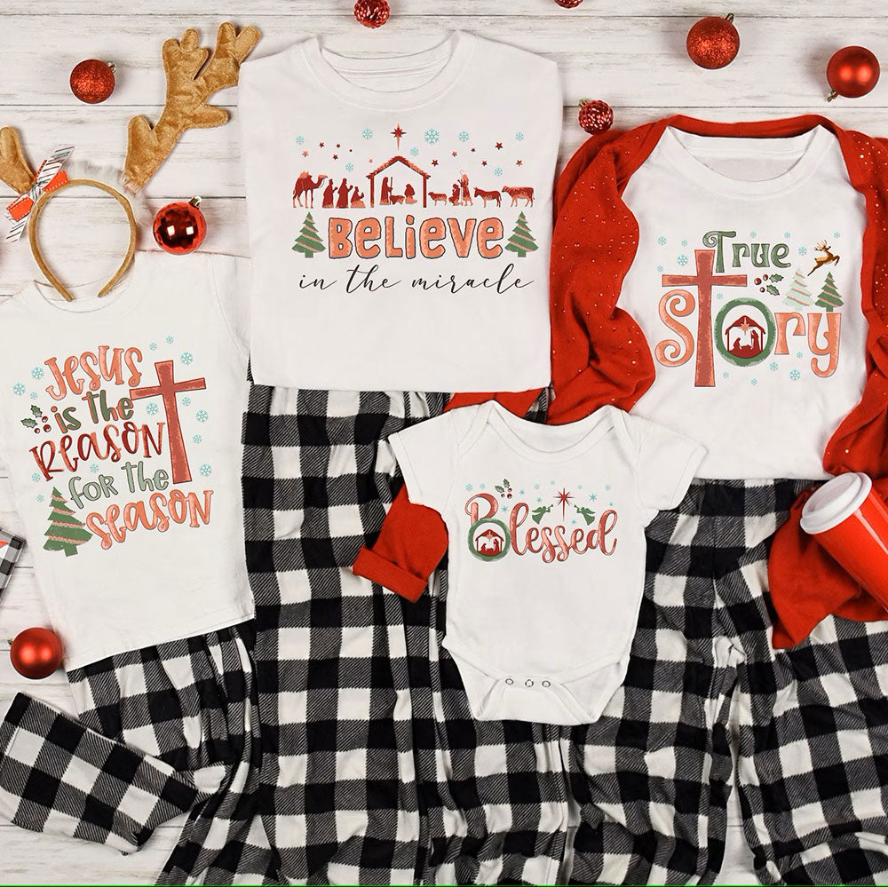 Nativity Family Matching Christian Christmas T-Shirt