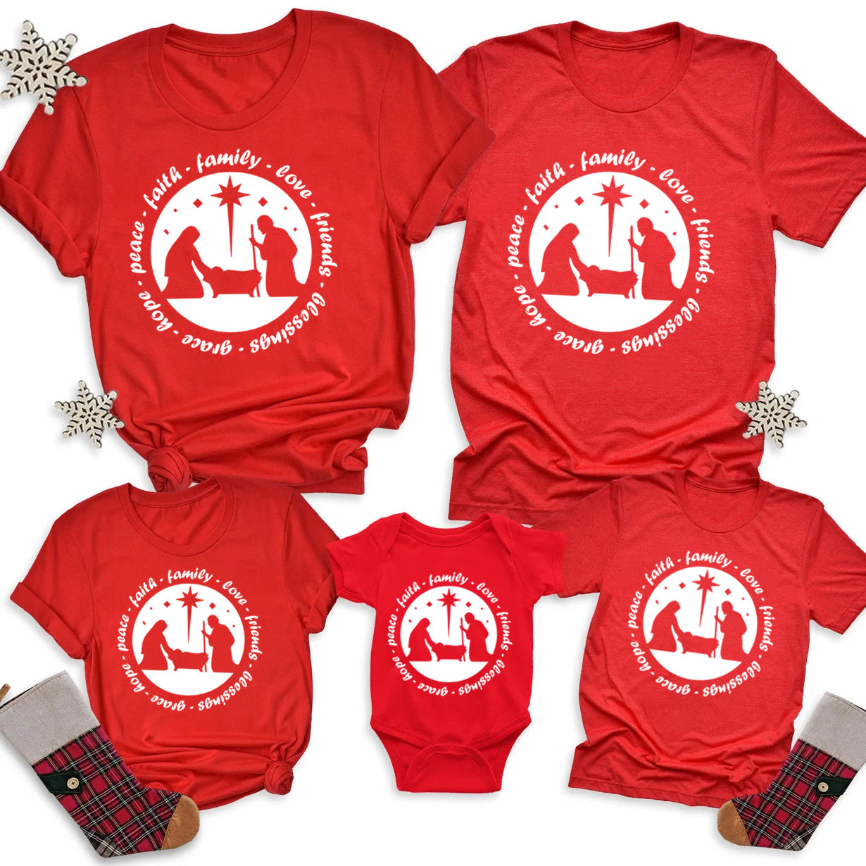 Nativity Scene Christian Christmas Family Matching Shirts