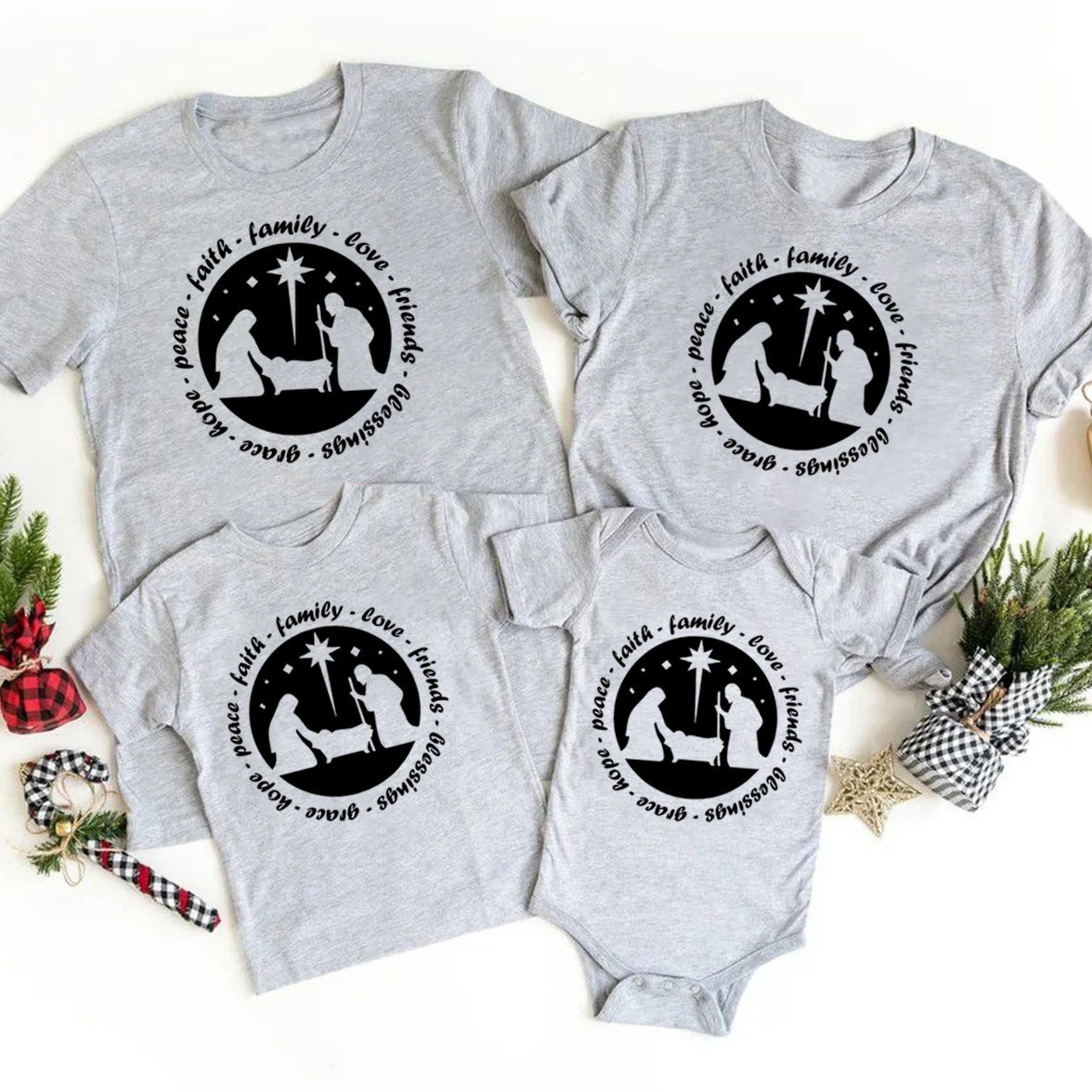 Nativity Scene Christian Christmas Family Matching Shirts