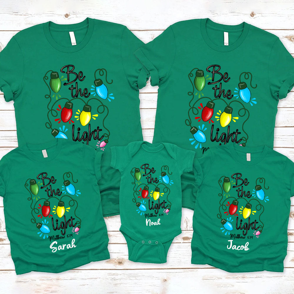 Personalized Be The Light Christian Christmas Family Matching Shirts