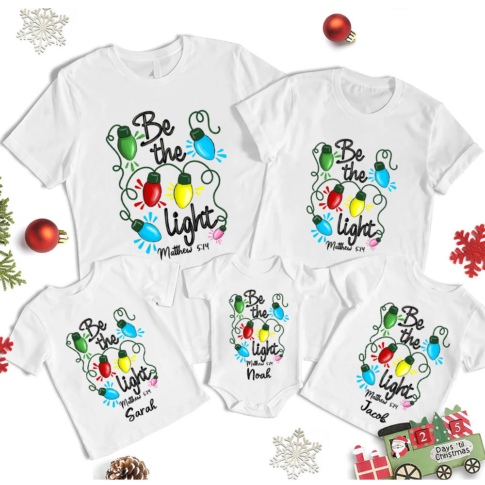 Personalized Be The Light Christian Christmas Family Matching Shirts