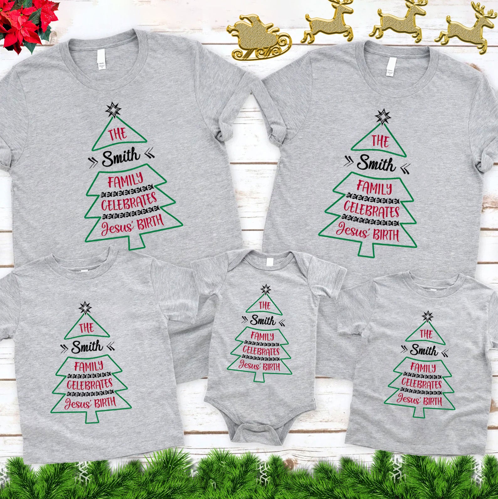 Personalized Celebrates Jesus's Birth Christmas Family Matching Shirts