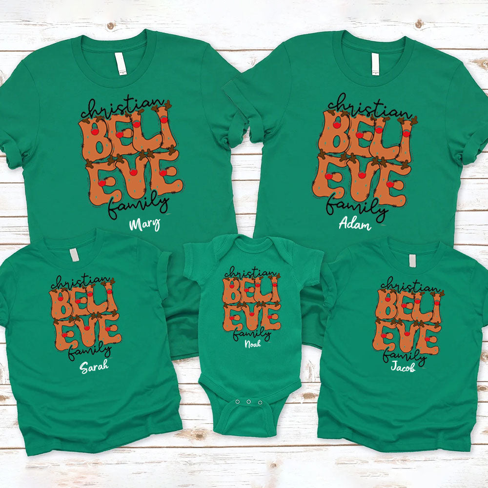 Personalized Christian Believe Christmas Family Matching Shirts