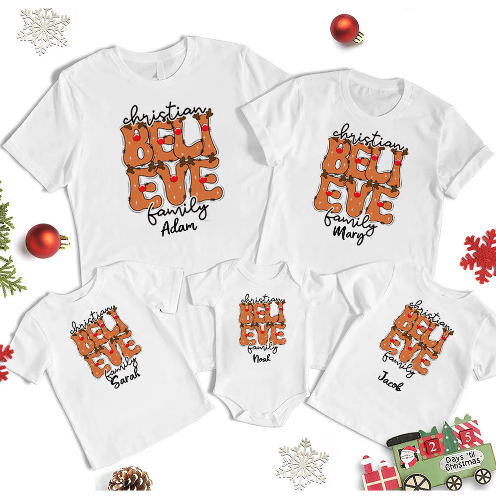 Personalized Christian Believe Christmas Family Matching Shirts
