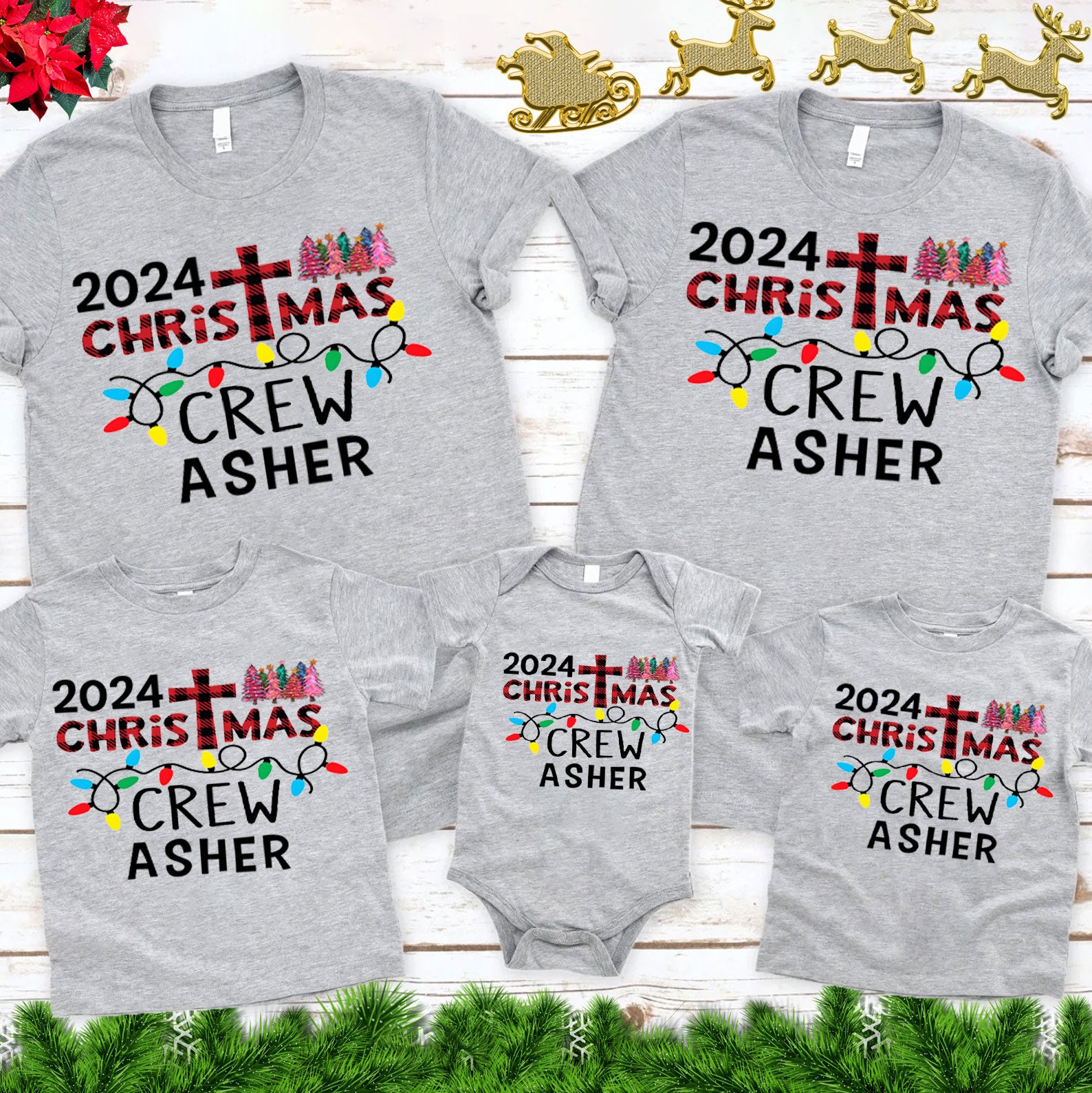 Personalized Christmas Crew Christian Family Matching Christmas Shirts