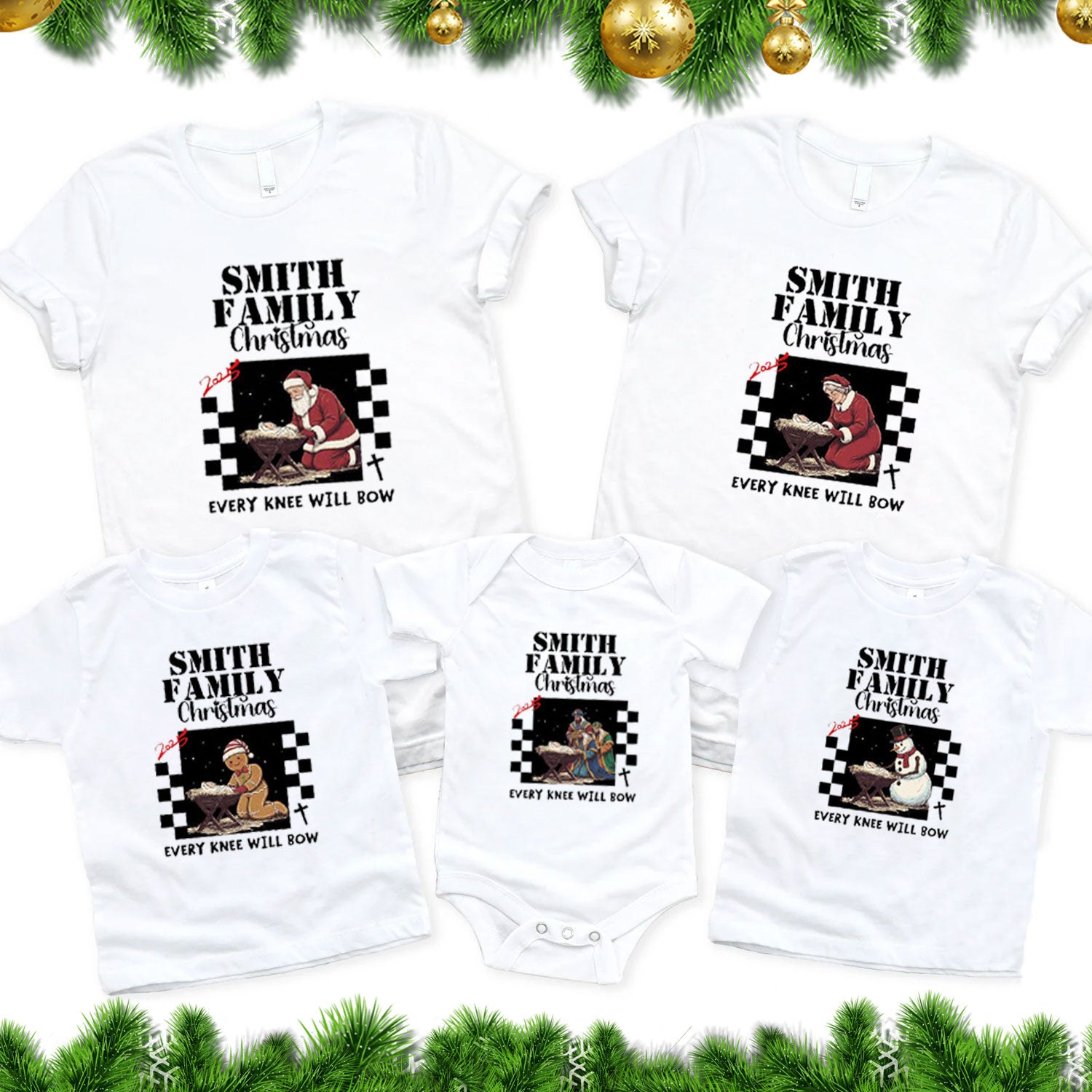 Personalized Every Kness Will Bow Christmas Family Matching Shirts