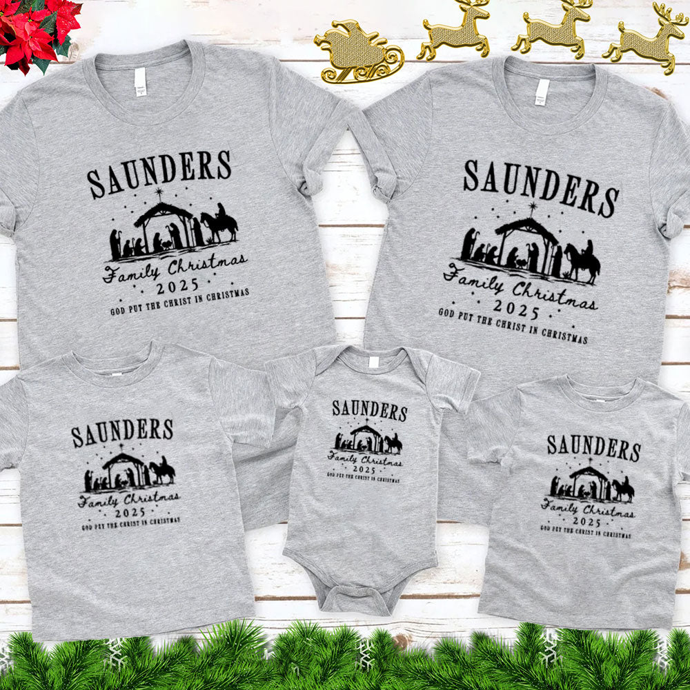 Personalized God Put The Christ In Christmas Christmas Family Matching Shirts
