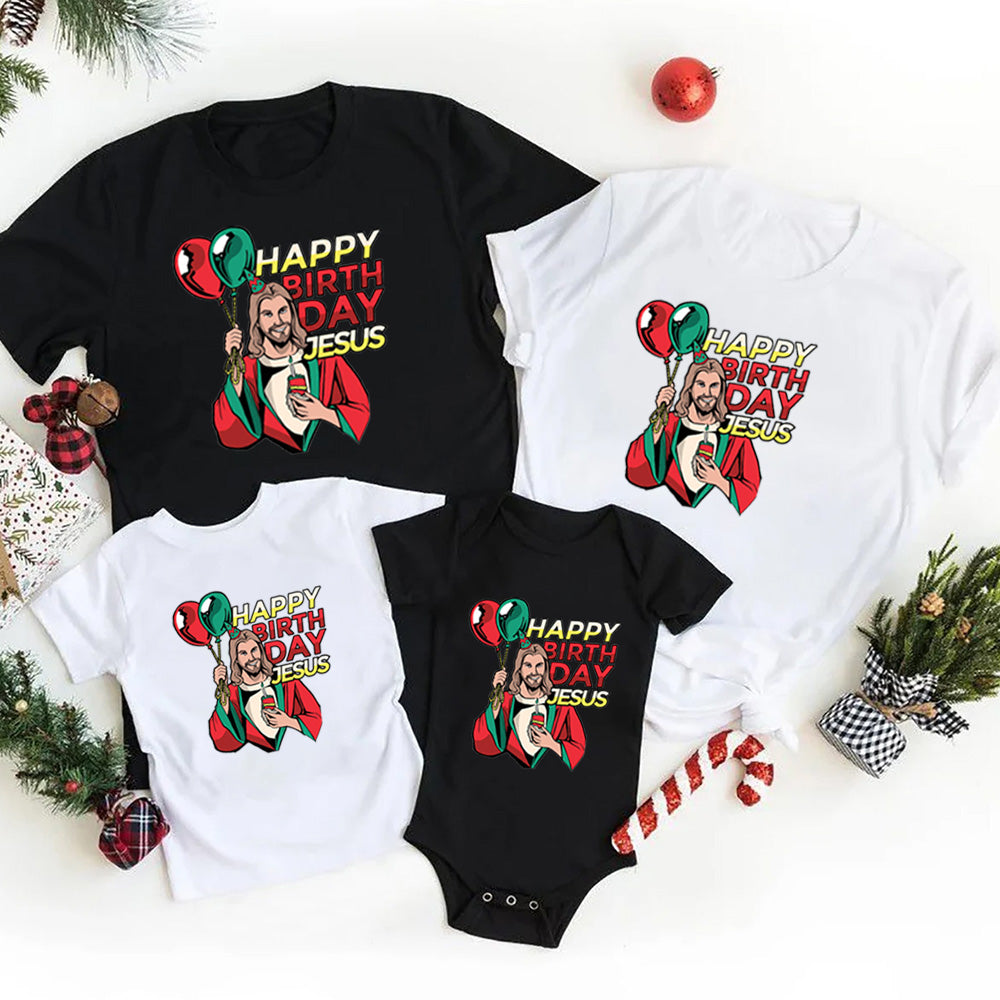Personalized Happy Birthday Jesus Christmas Family Matching Shirts