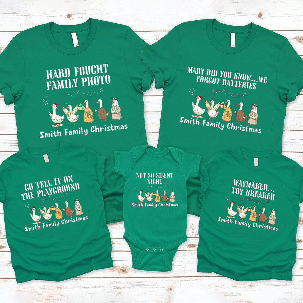 Personalized Hard Fought Family Photo Christmas Family Matching Shirts