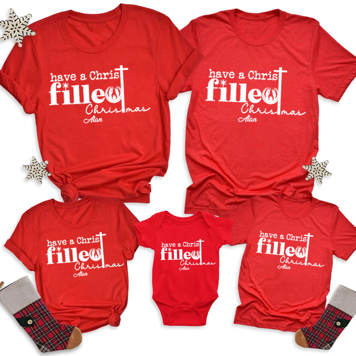 Personalized Have A Christ Filled Christmas Family Matching Shirts