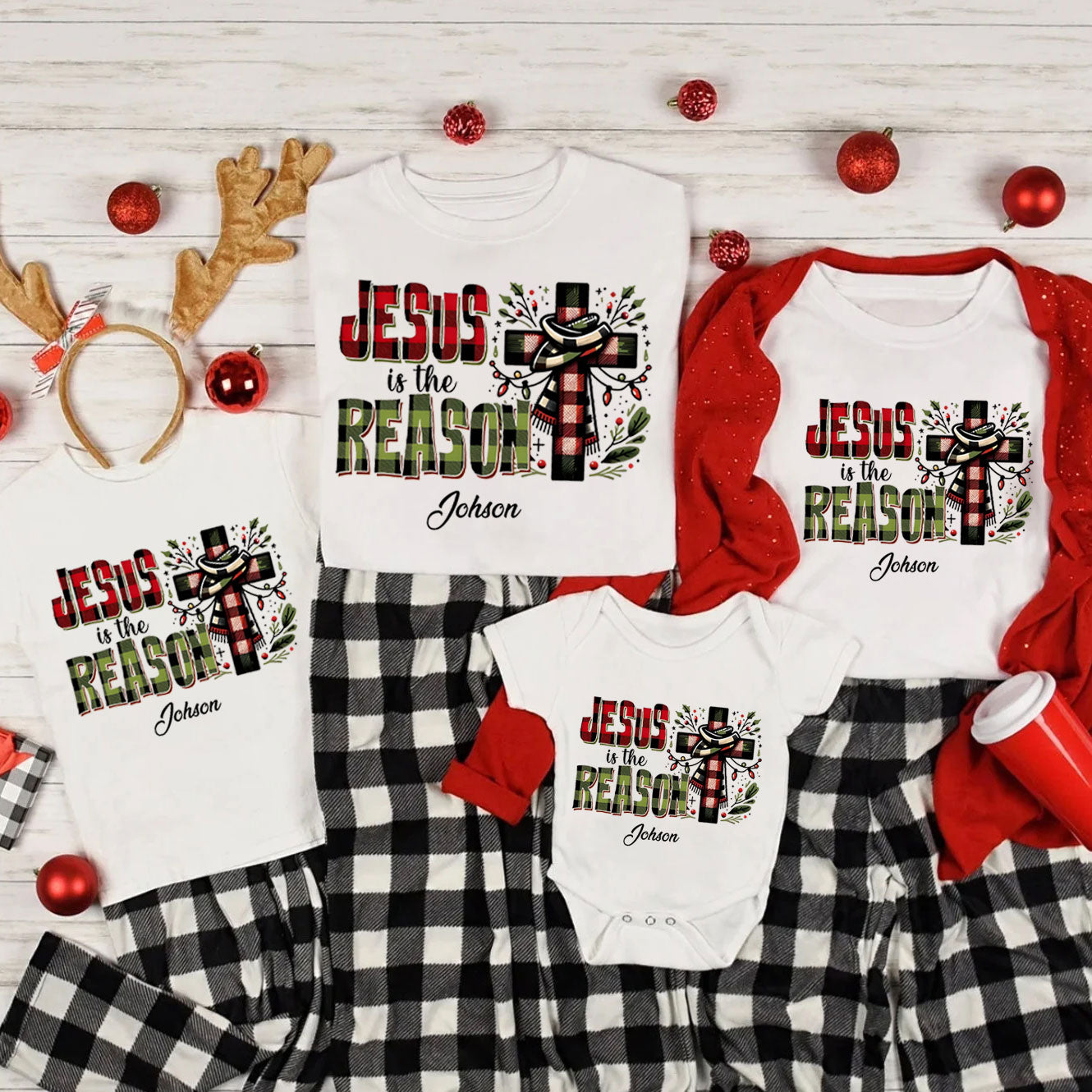 Personalized Jesus Is The Reason Christmas Family Matching Shirts