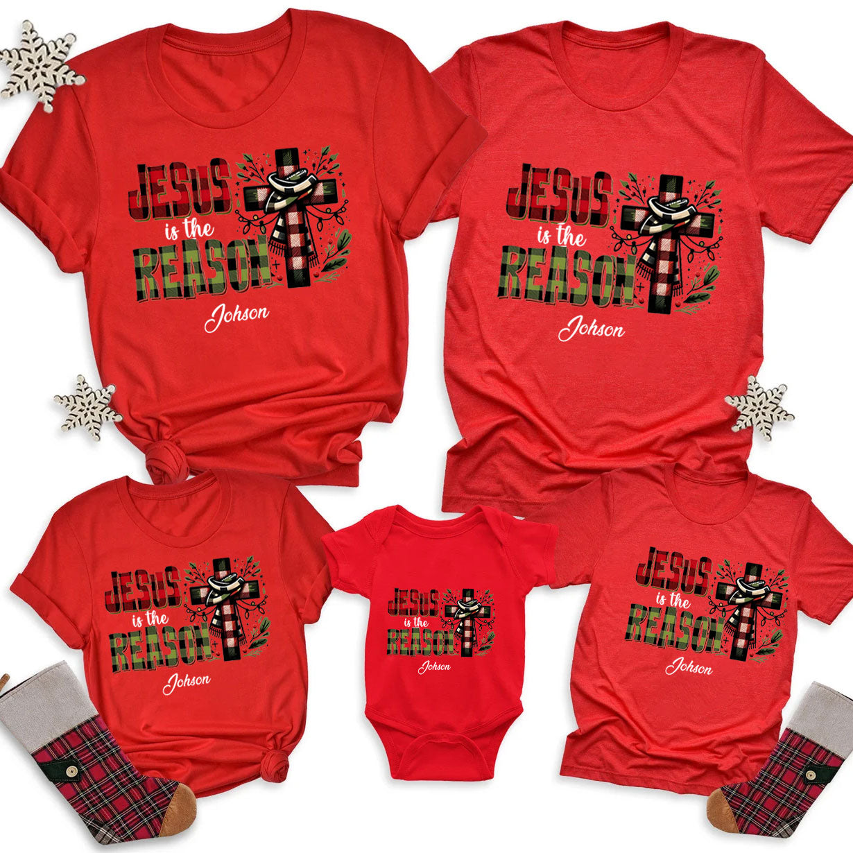 Personalized Jesus Is The Reason Christmas Family Matching Shirts
