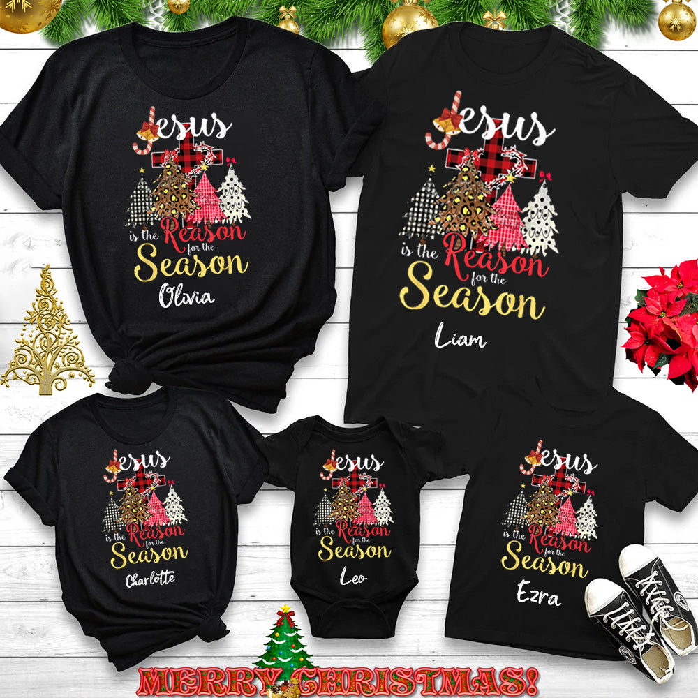 Personalized Jesus Is The Reason For The Season Christian Family Matching Shirts