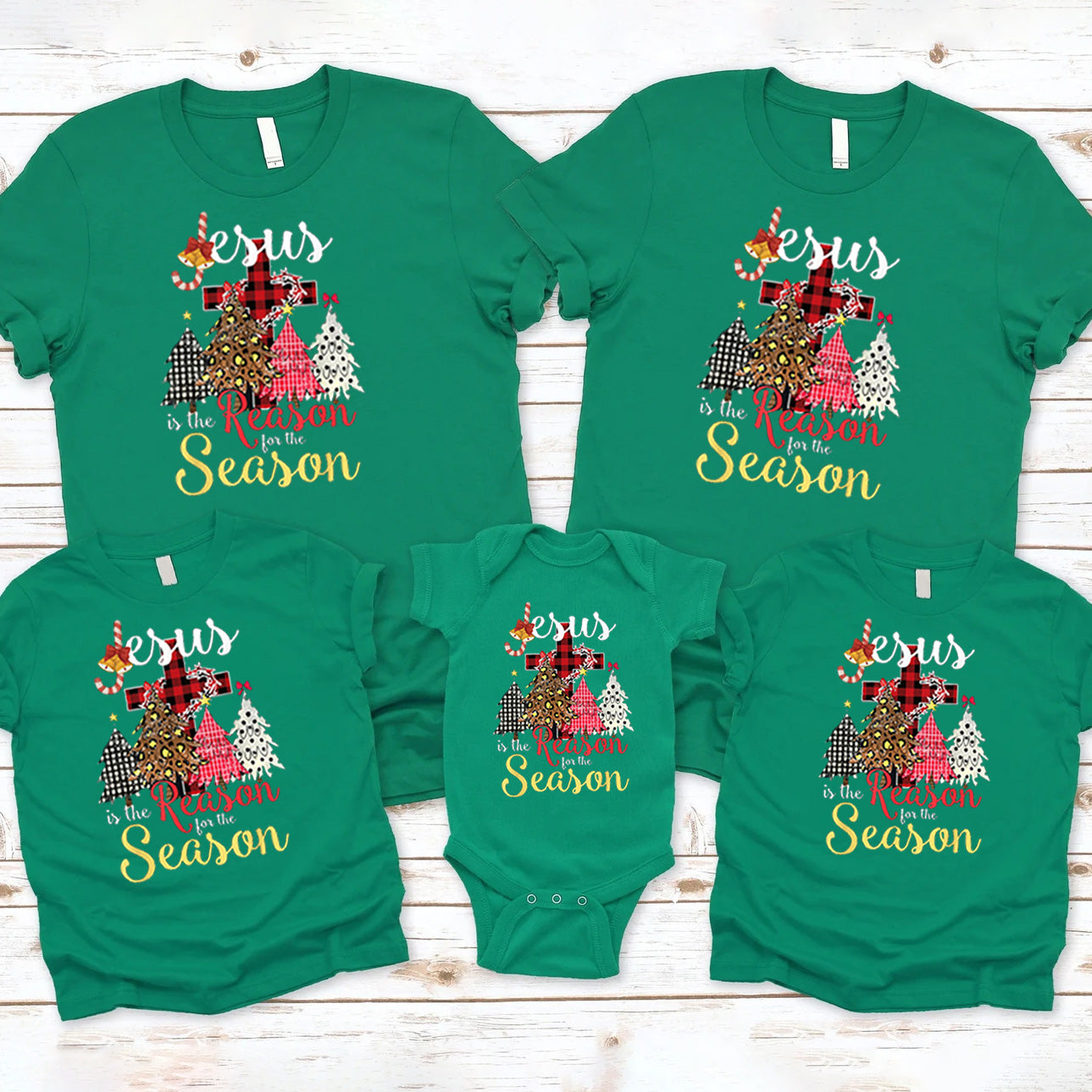 Personalized Jesus Is The Reason For The Season Christian Family Matching Shirts