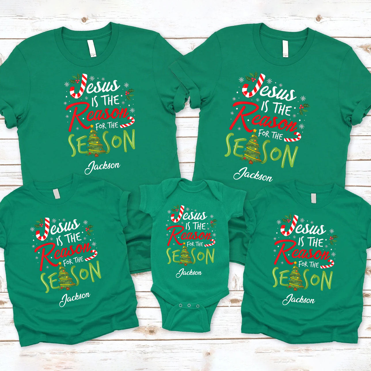 Personalized Jesus Is The Reason For The Season Christian Family Matching Shirts