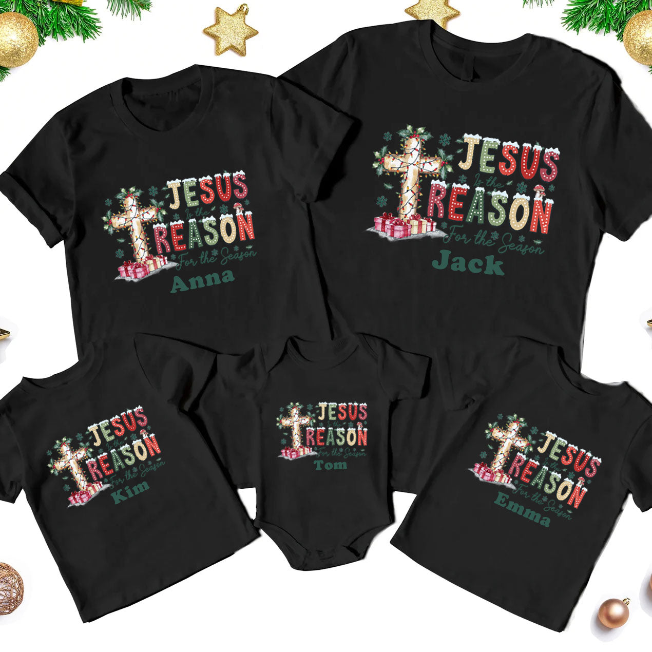 Personalized Jesus Is The Reason For The Season Family Matching Shirts