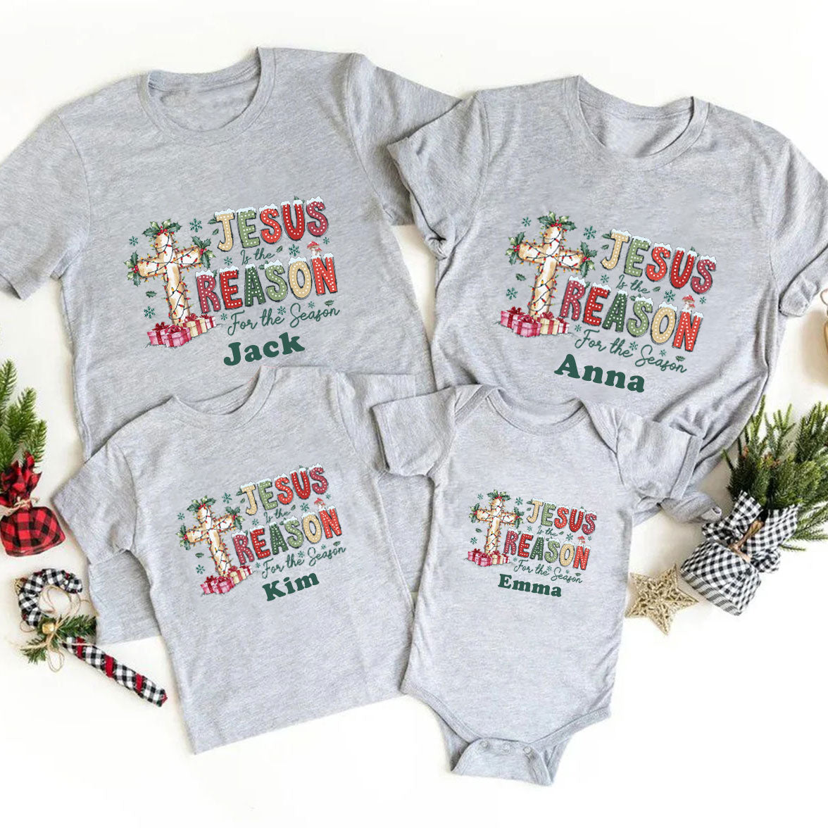 Personalized Jesus Is The Reason For The Season Family Matching Shirts