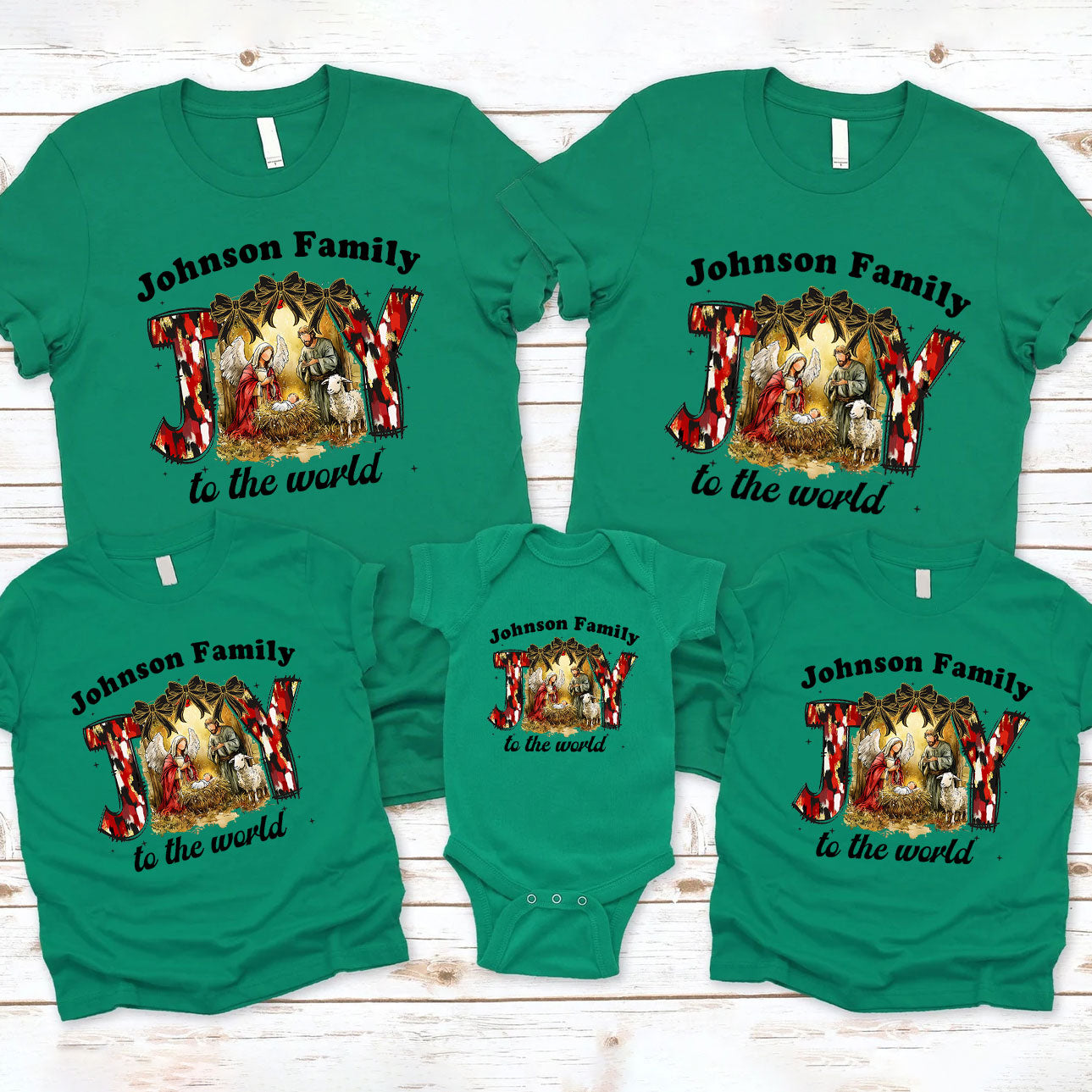 Personalized Joy To The World Christmas Family Matching Shirts