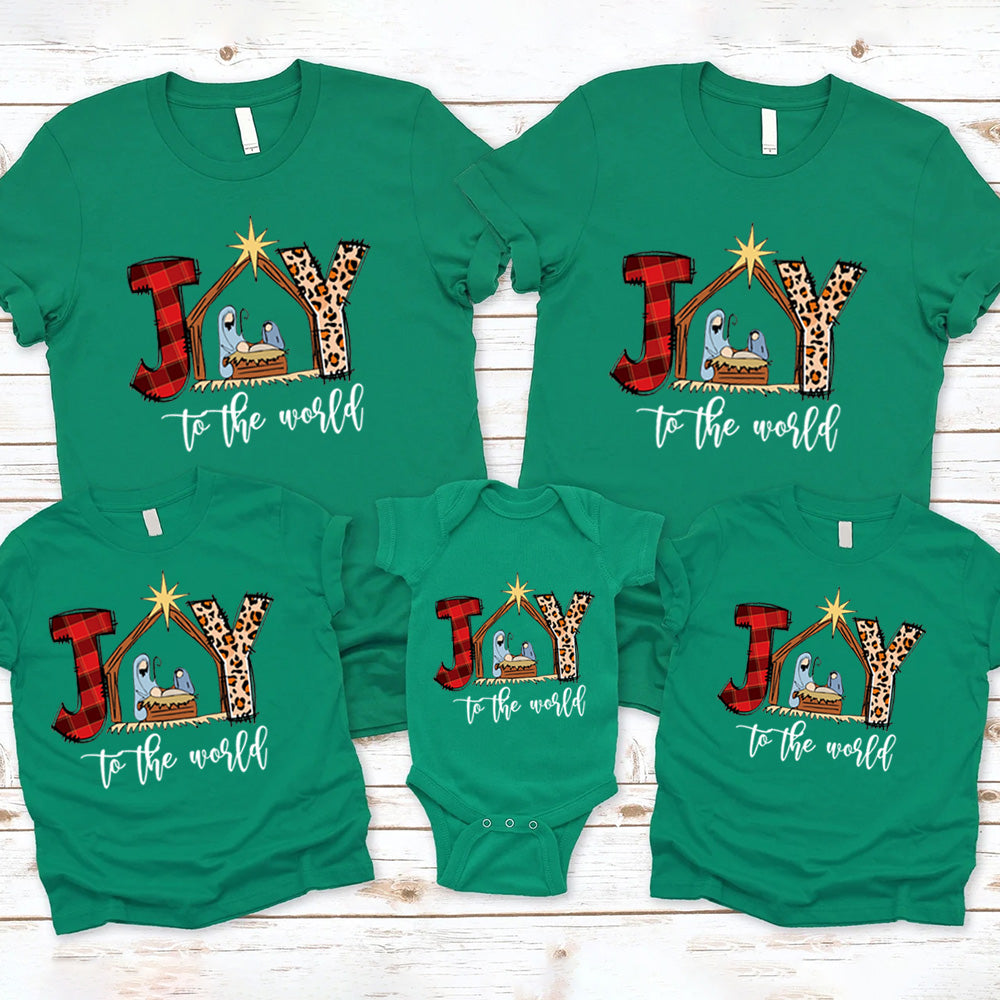 Personalized Joy To The World Christmas Family Matching Shirts