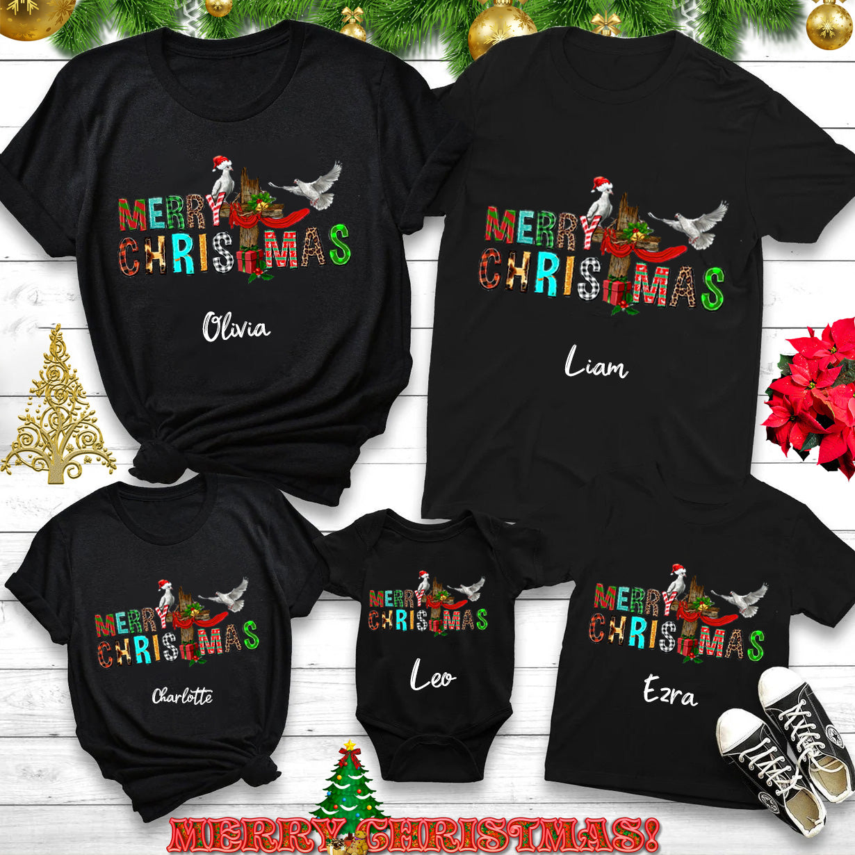Personalized Merry Christmas Christian Family Matching Shirts
