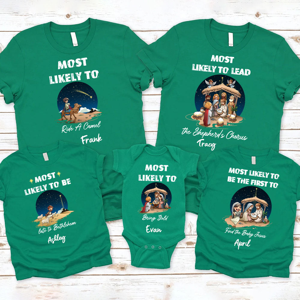 Personalized Most Likely To Christian Christmas Family Matching Shirts