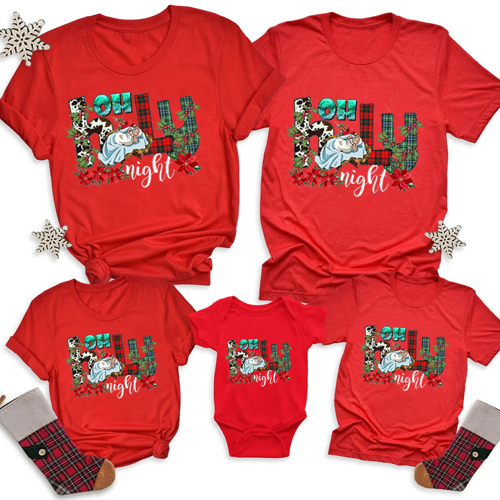 Personalized Oh Holy Night Christmas Family Matching Shirts