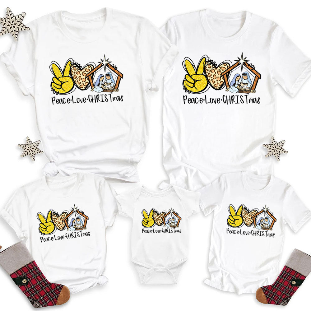Personalized Peace Love Christmas Family Matching Shirts