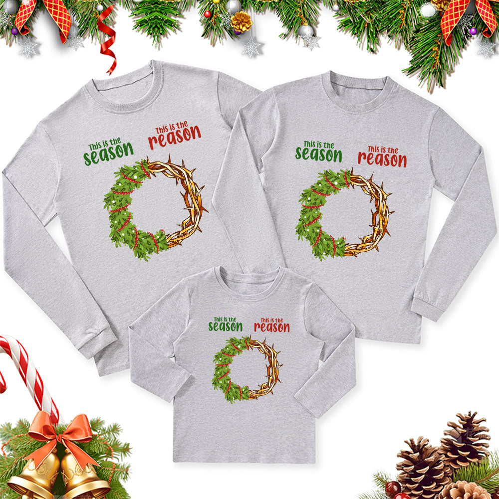 Personalized This Is the Season This Is the Reason Christmas Family Matching Long Sleeve Shirts
