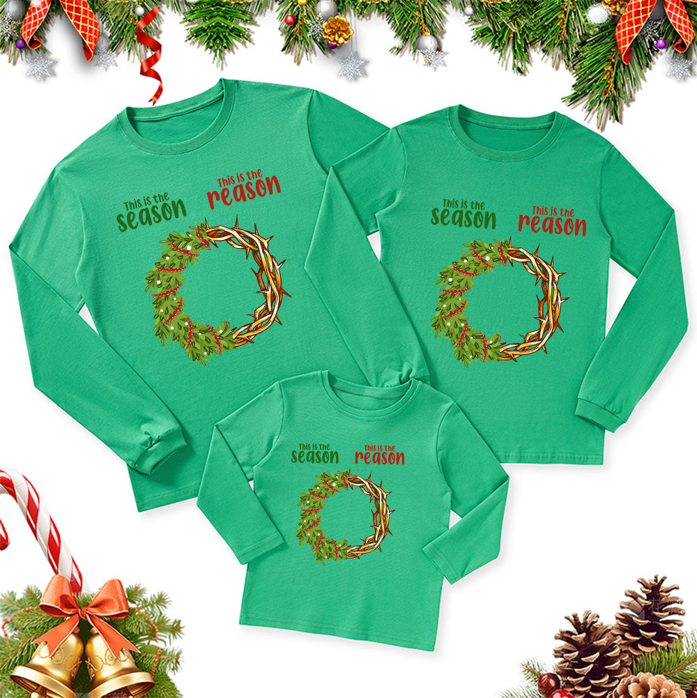 Personalized This Is the Season This Is the Reason Christmas Family Matching Long Sleeve Shirts