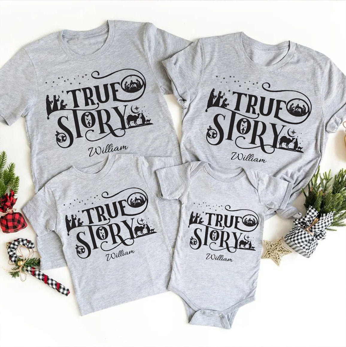 Personalized True Story Christmas Family Matching Shirts