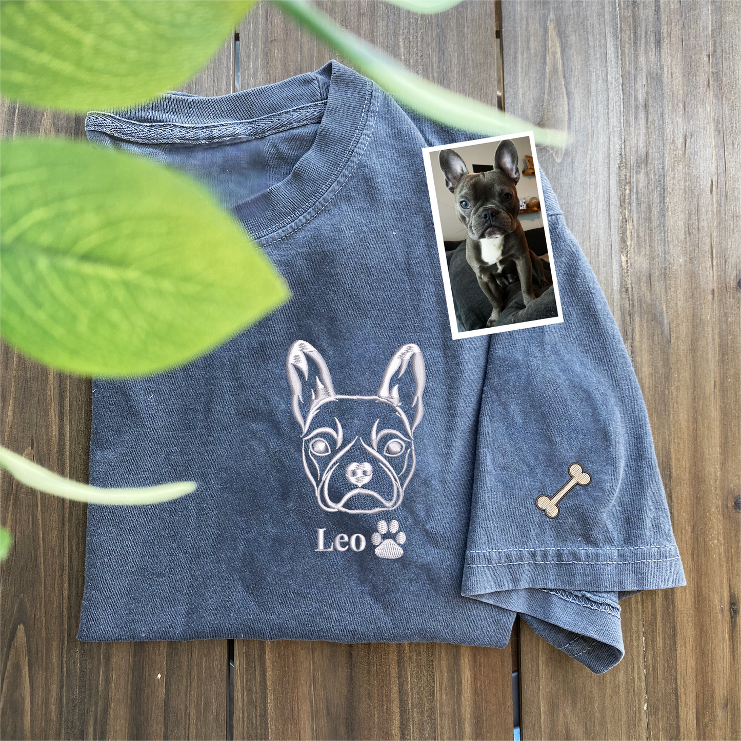 Custom Dog Outline Embroidered T-Shirt | Gift For Pet Lovers
