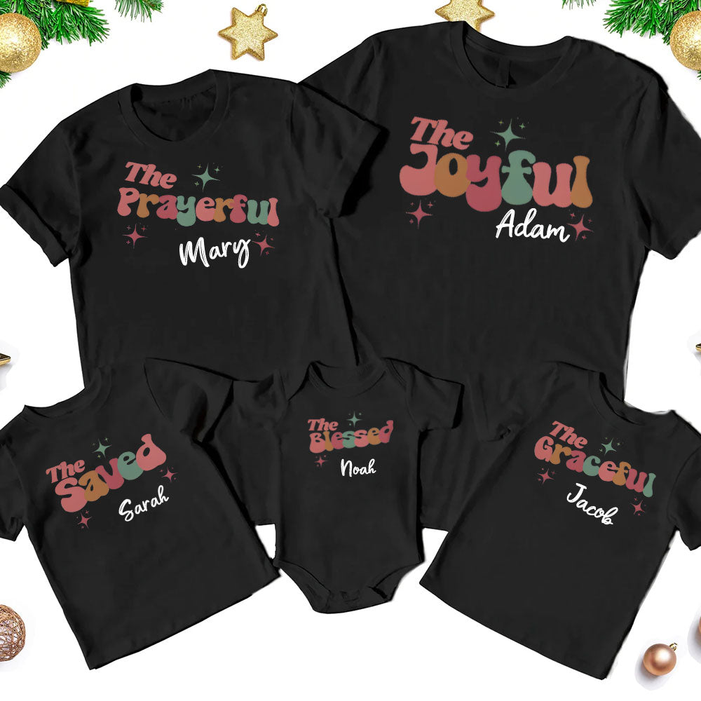 Personalized Prayerful Christmas Family Matching Shirts
