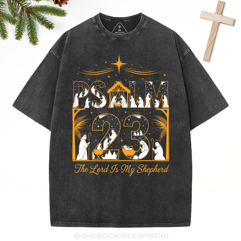 Psalm 23 Christian Christmas Washed T-Shirt