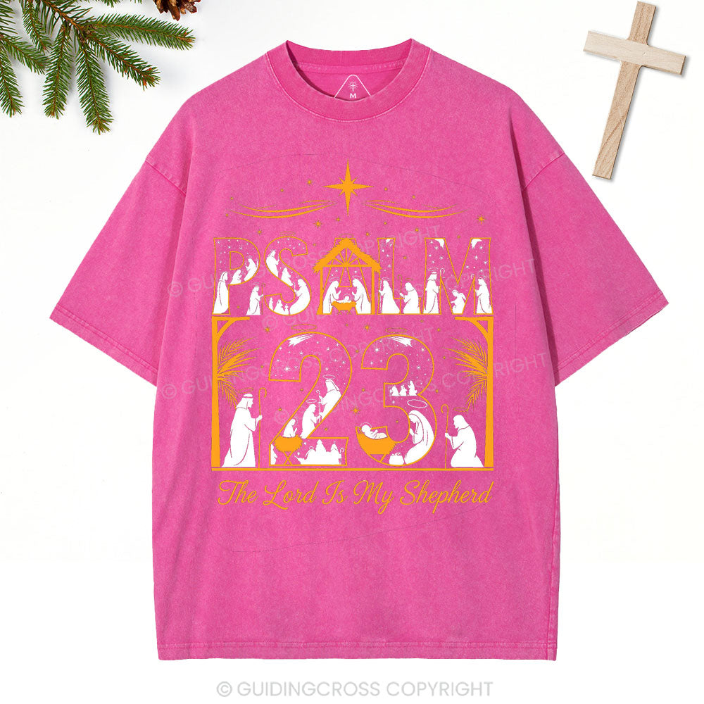 Psalm 23 Christian Christmas Washed T-Shirt