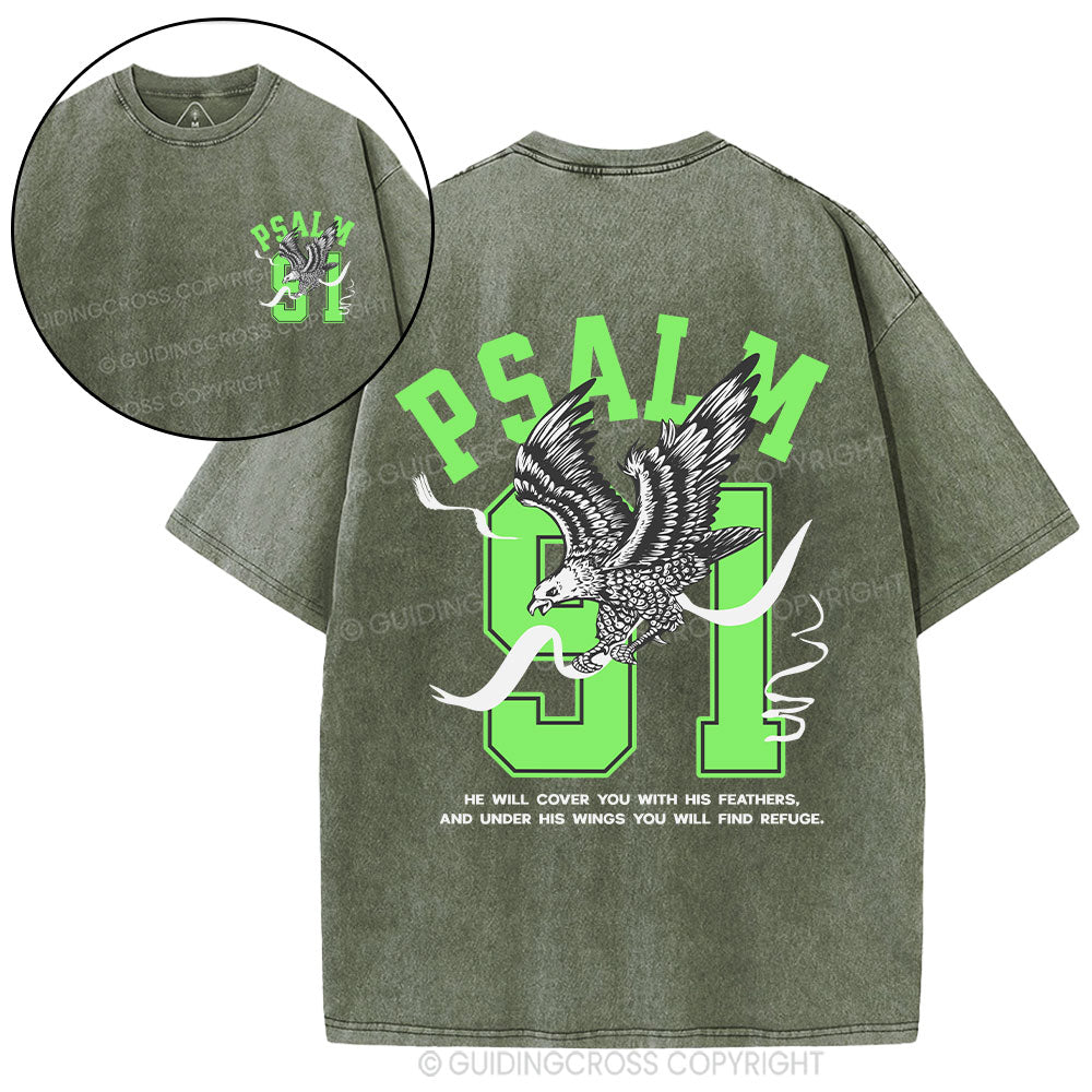 Psalm 91 Eagle Christian Washed T-Shirt