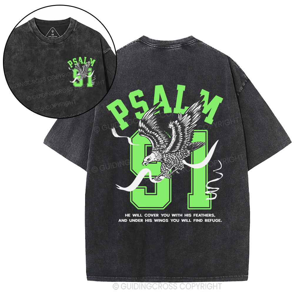 Psalm 91 Eagle Christian Washed T-Shirt