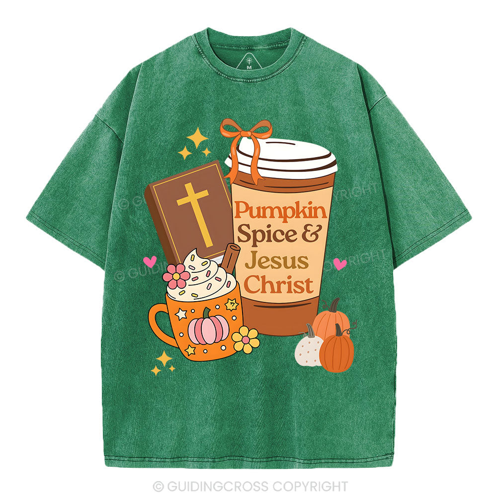 Pumpkin Spice And Jesus Christ Christian Washed T-Shirt