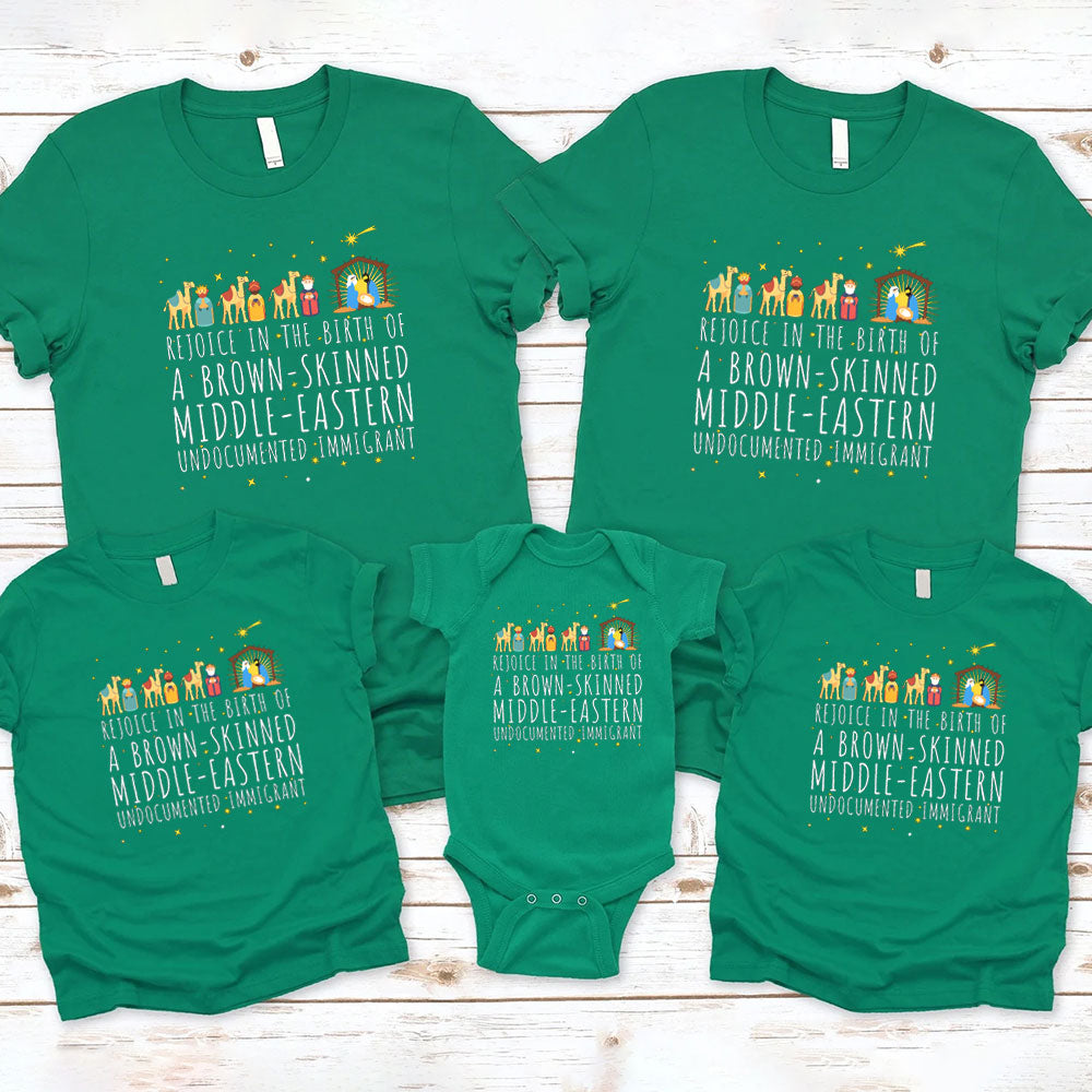Rejoice In The Birth Christmas Family Matching Shirts