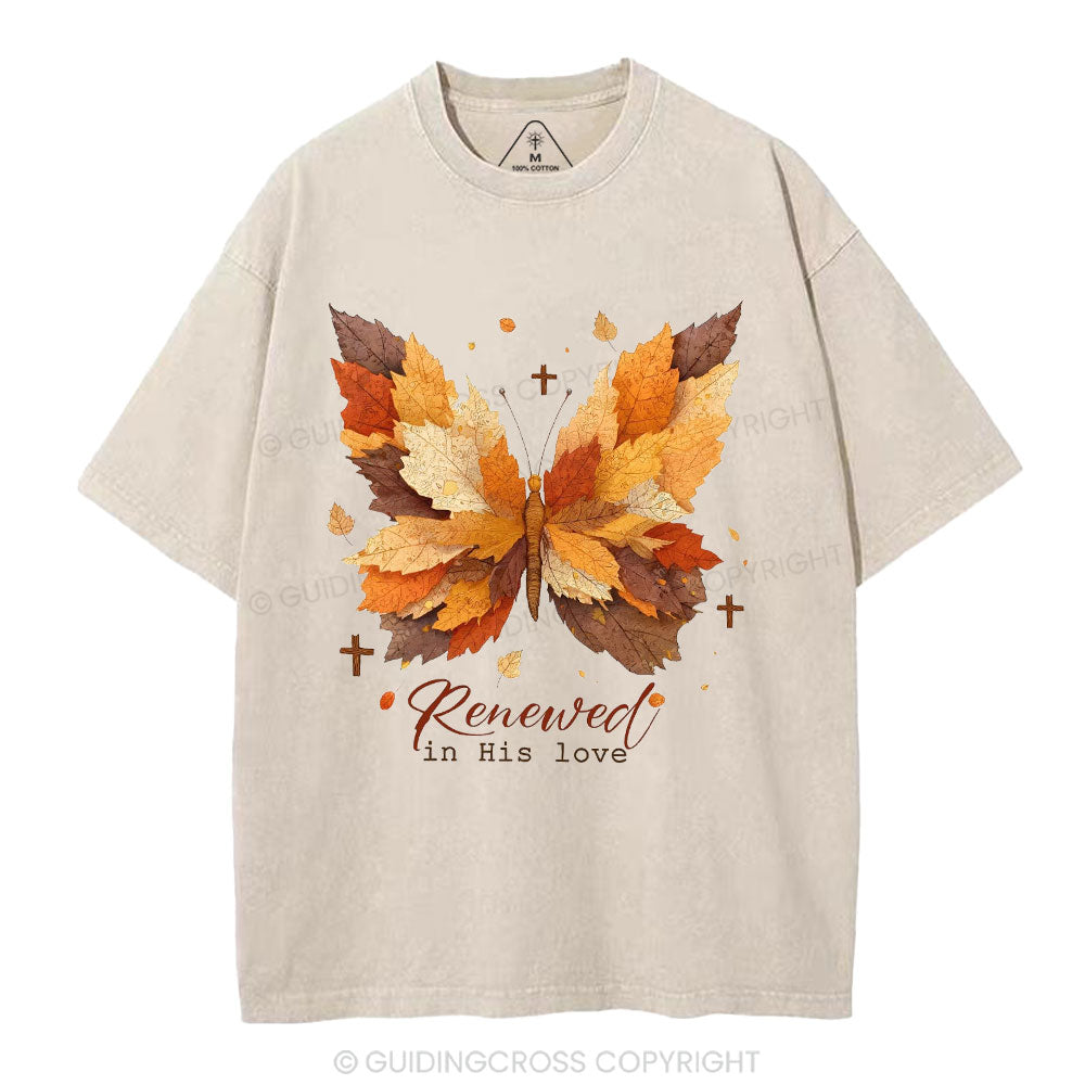 Renewed In His Love Christian Washed T-Shirt