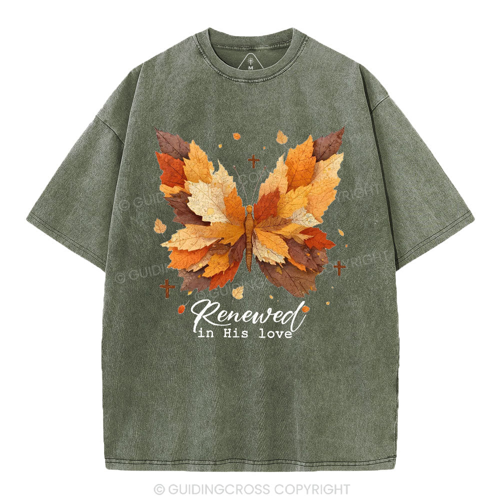 Renewed In His Love Christian Washed T-Shirt