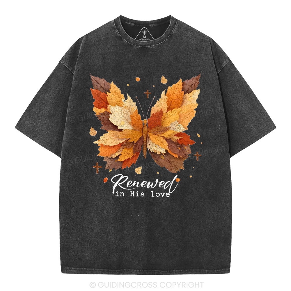 Renewed In His Love Christian Washed T-Shirt