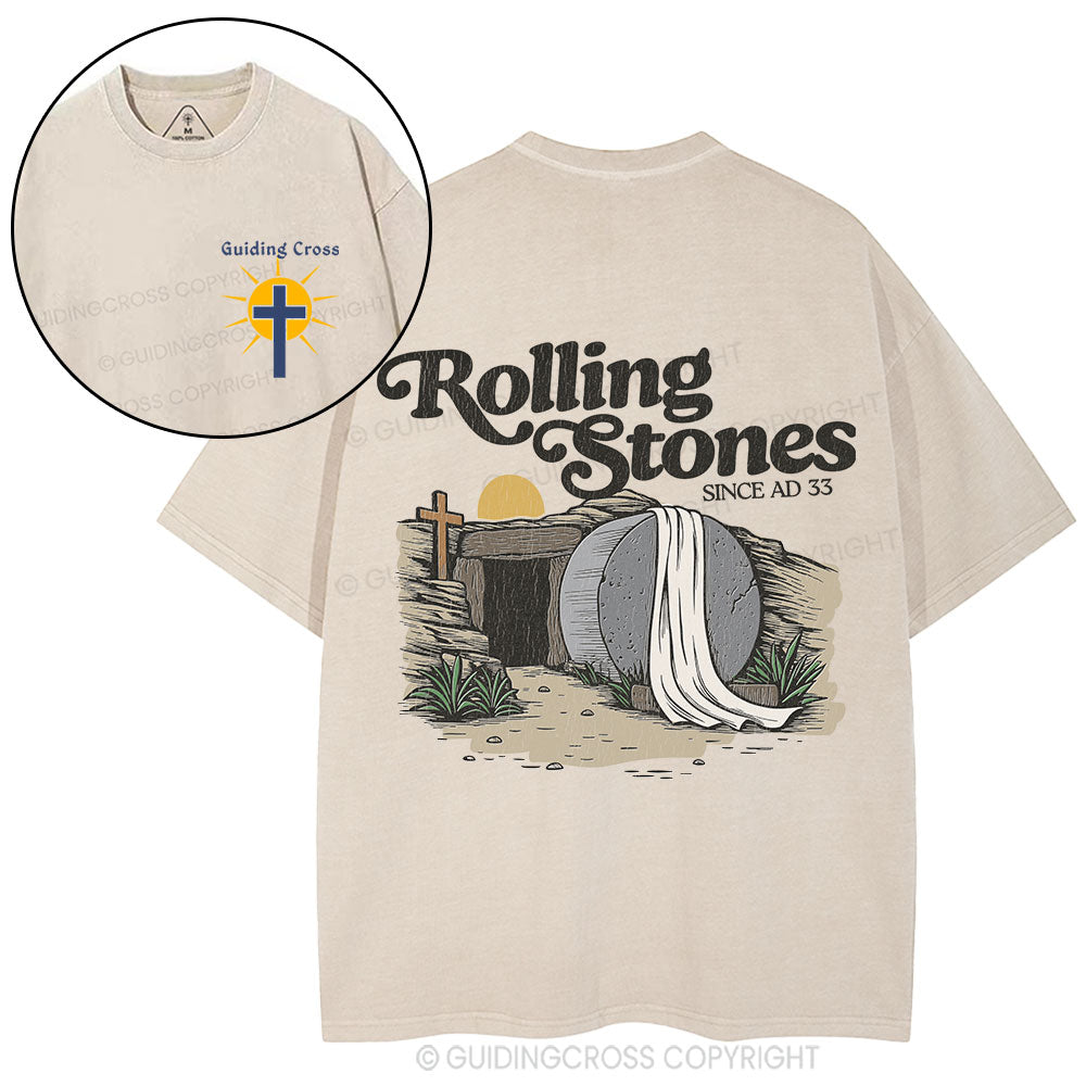 The Stone Was Rolled Away Since AD 33 Christian Washed T-Shirt