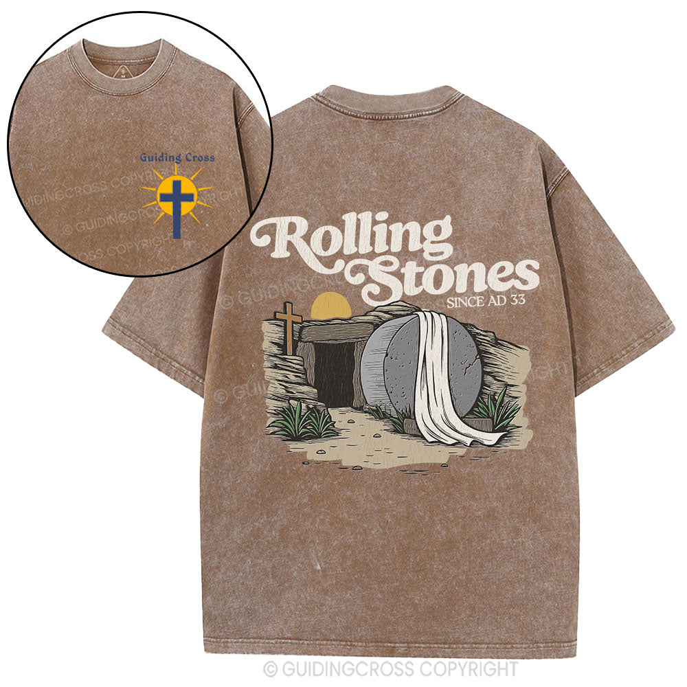 The Stone Was Rolled Away Since AD 33 Christian Washed T-Shirt