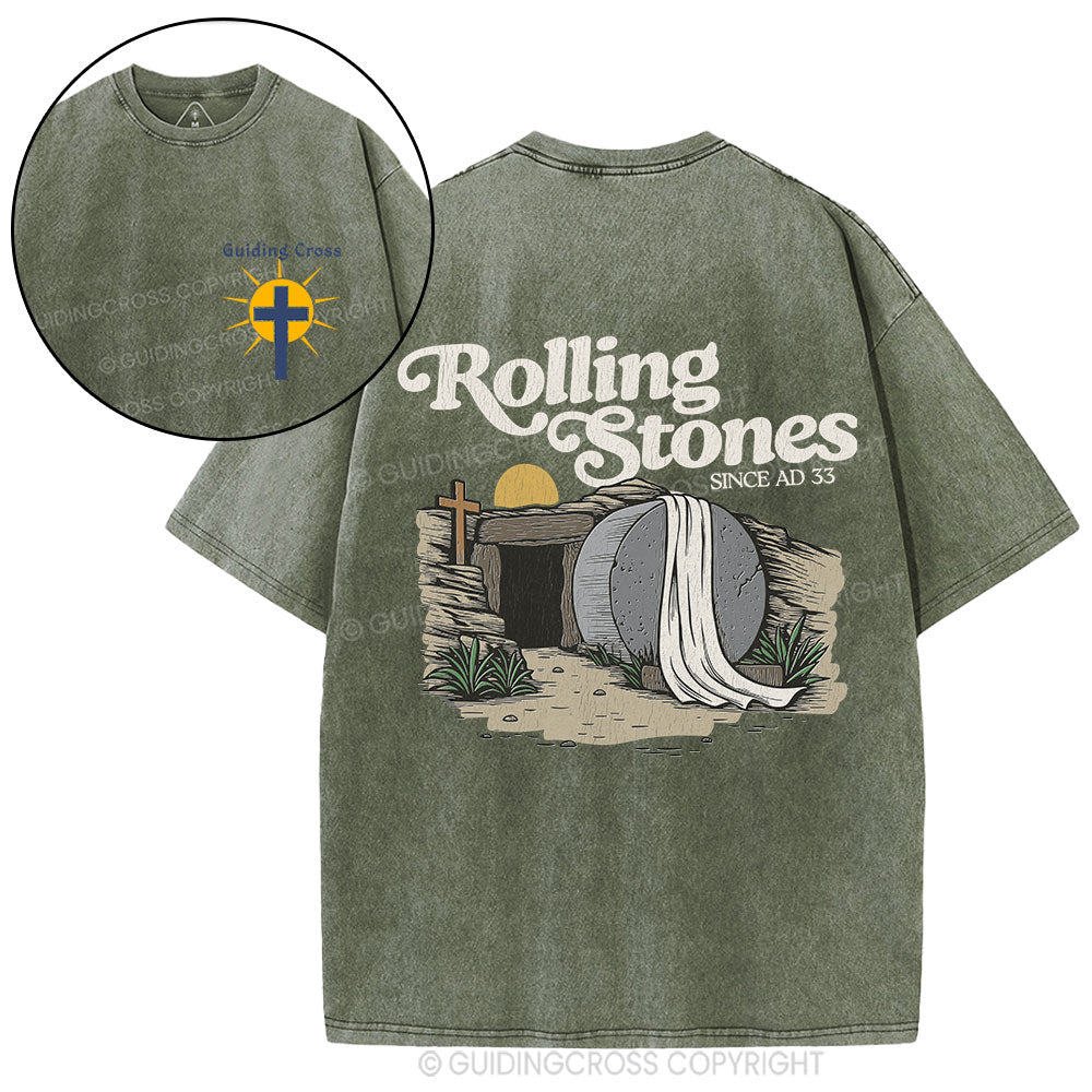 The Stone Was Rolled Away Since AD 33 Christian Washed T-Shirt