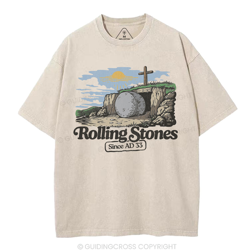 The Stone Was Rolled Away Sine AD 33 Christian Washed T-Shirt