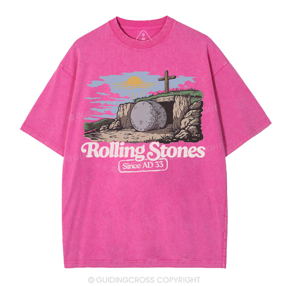 The Stone Was Rolled Away Sine AD 33 Christian Washed T-Shirt