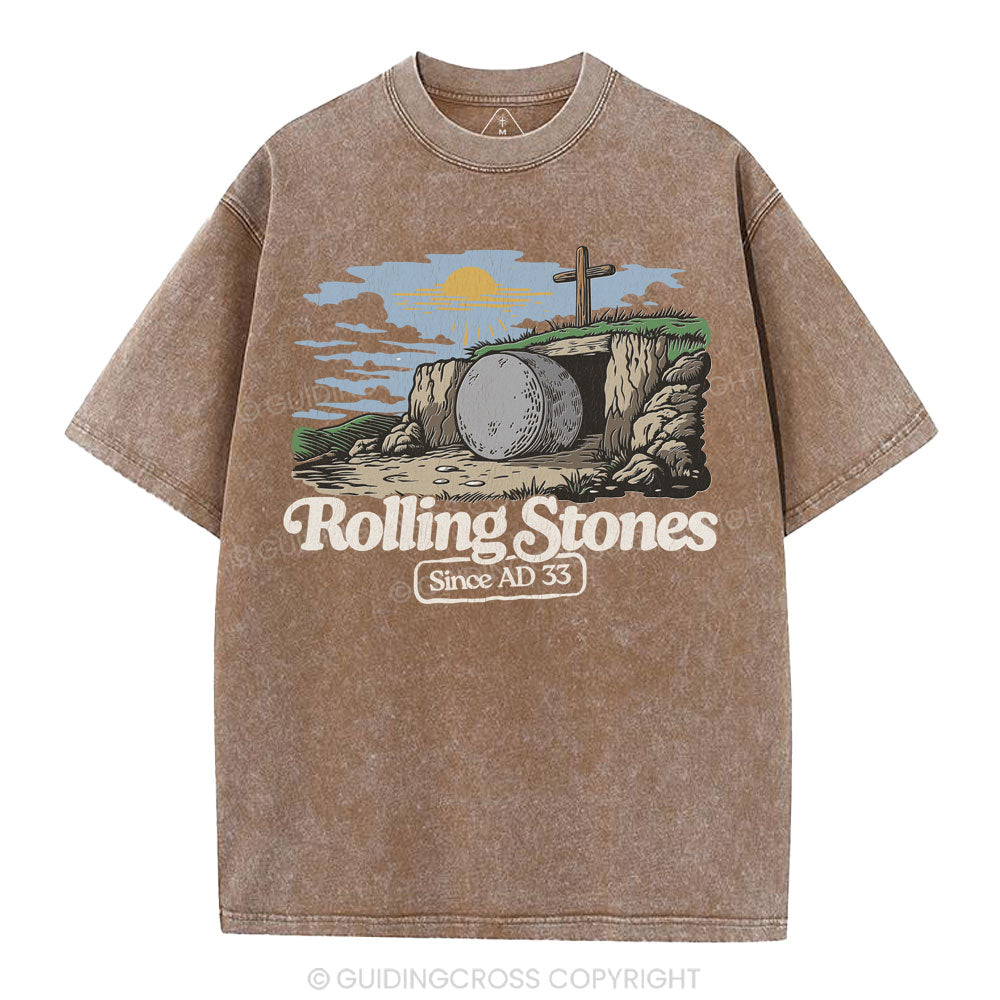 The Stone Was Rolled Away Sine AD 33 Christian Washed T-Shirt